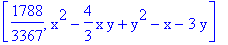 [1788/3367, x^2-4/3*x*y+y^2-x-3*y]